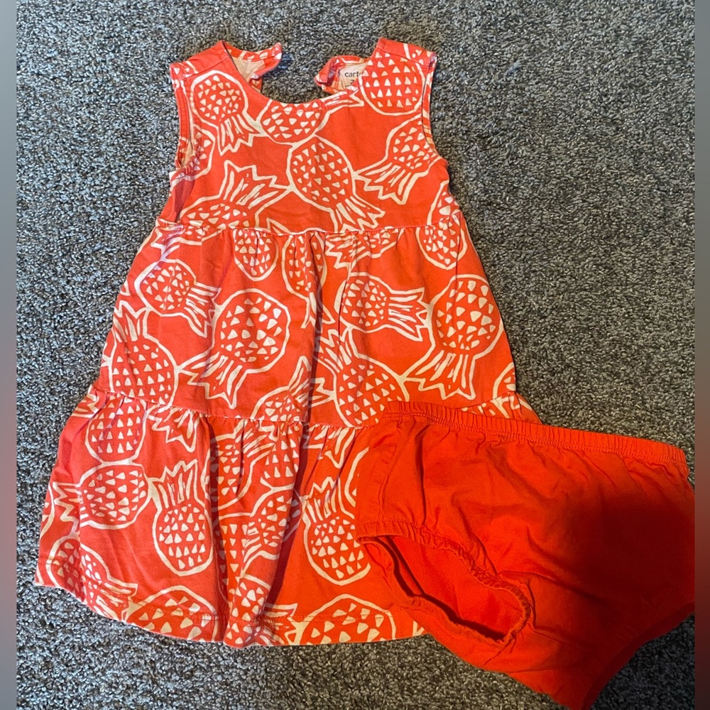 Carter's Coral Dress with Pineapple Print